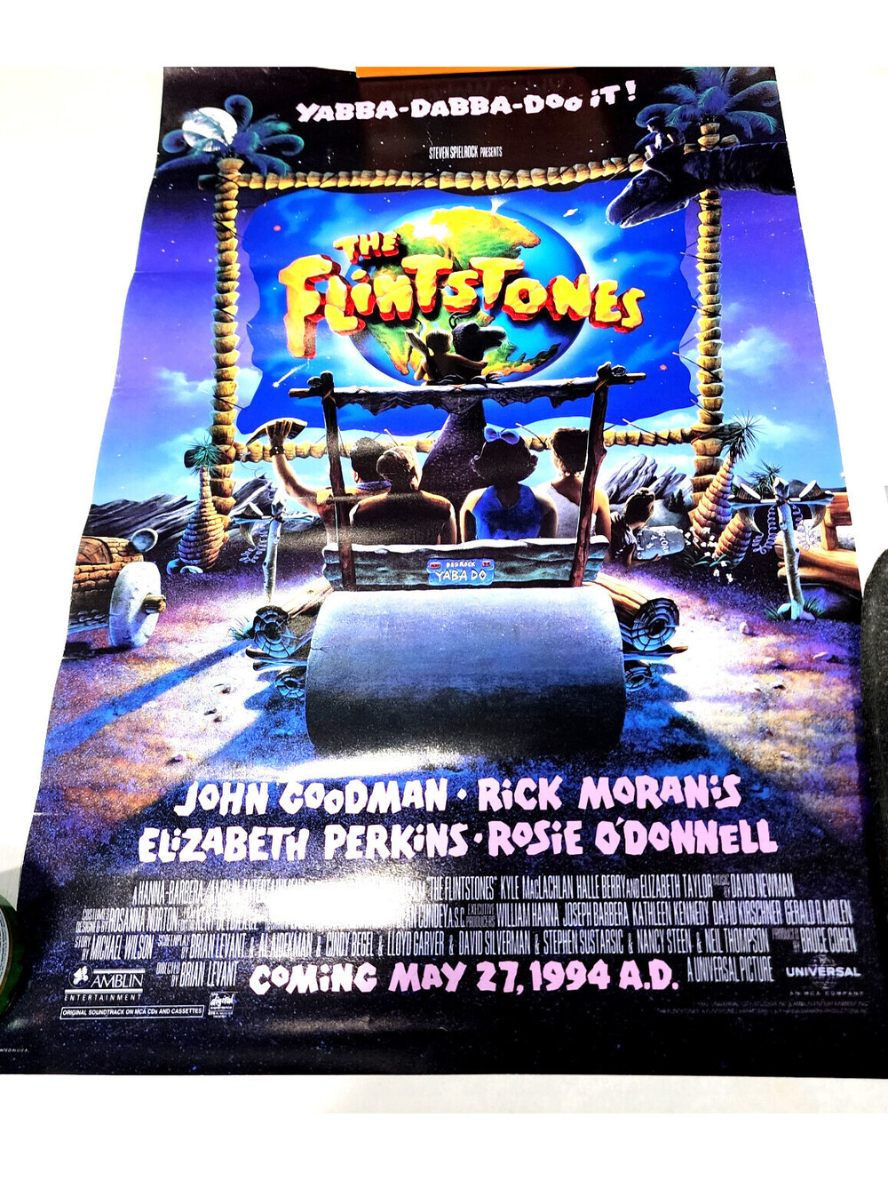 1994 The Flintstones Movie Promo Poster Banner John Goodman VHS Era Door Sign